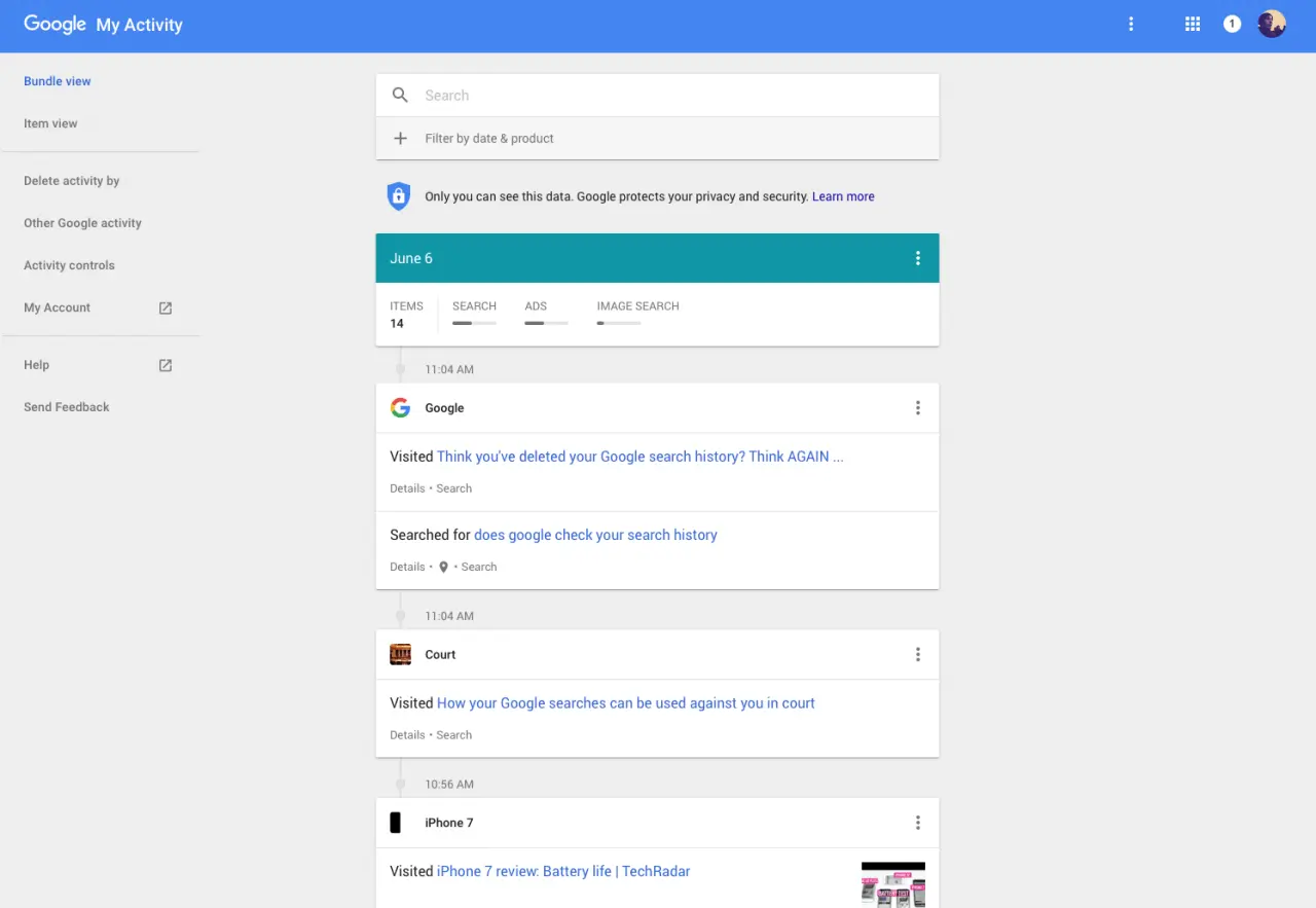 search history at google job interview
