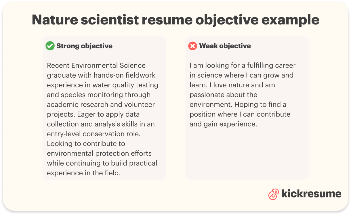 Nature scientist resume objective examples