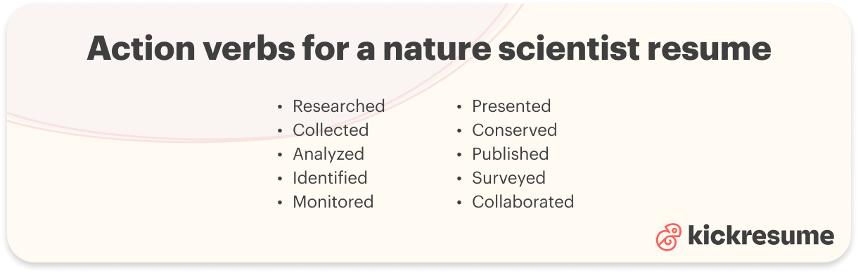 Nature scientist resume_a list of action verbs