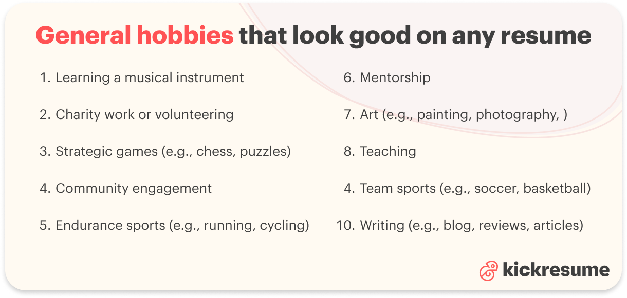 general hobbies that look good on any resume