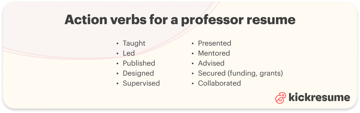 Professor resume_a list of action verbs