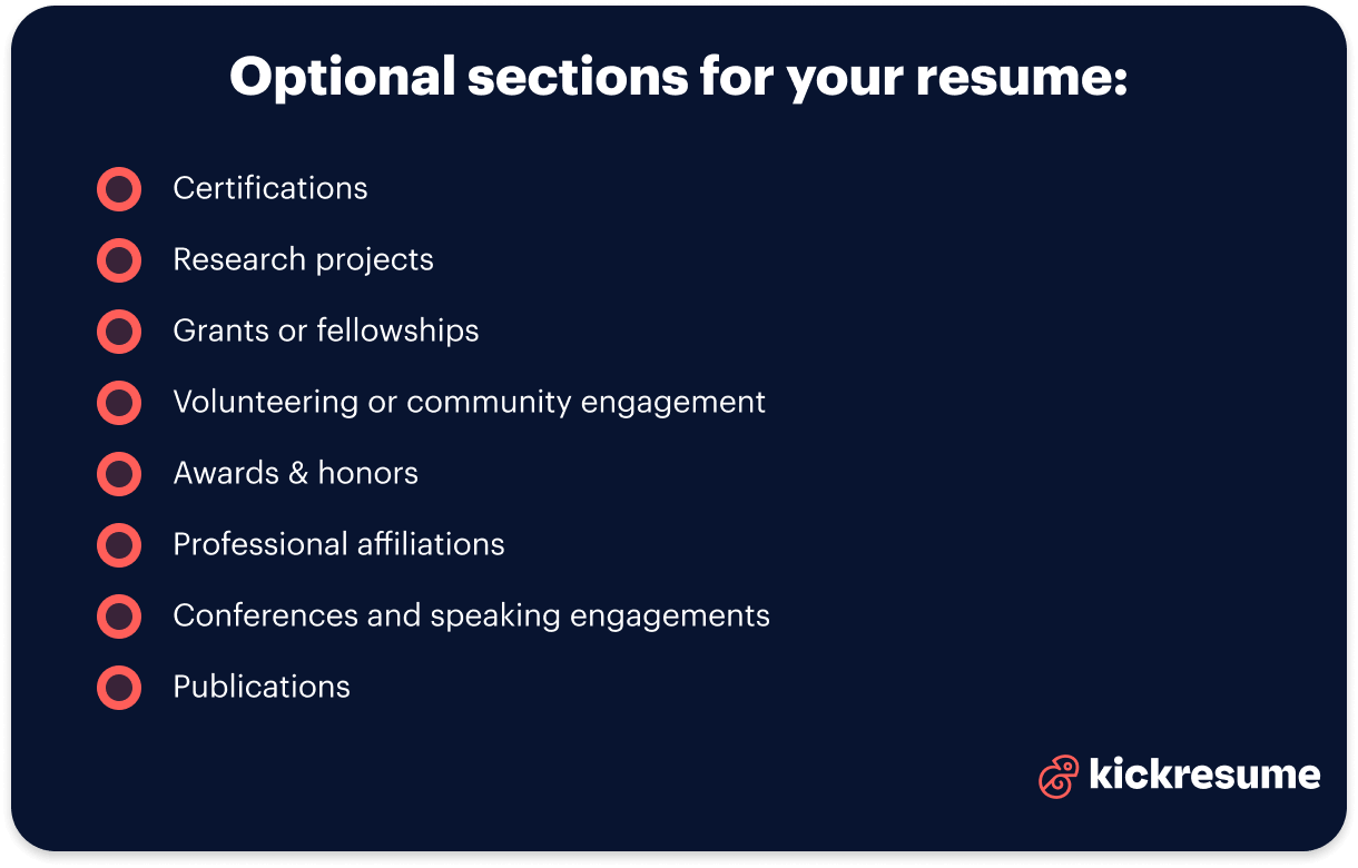 Professor resume_a list of optional sections