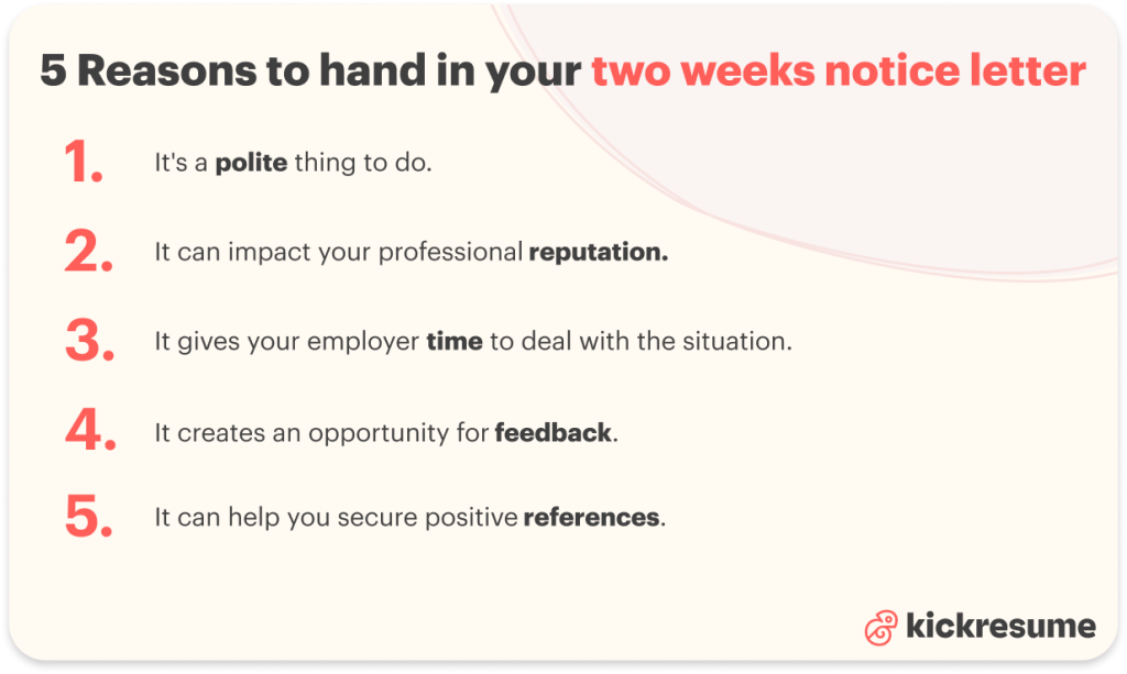Two weeks notice letter: 5 Reasons to hand it in