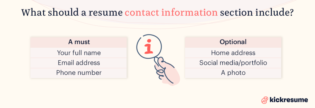 What should a resume contact information section include