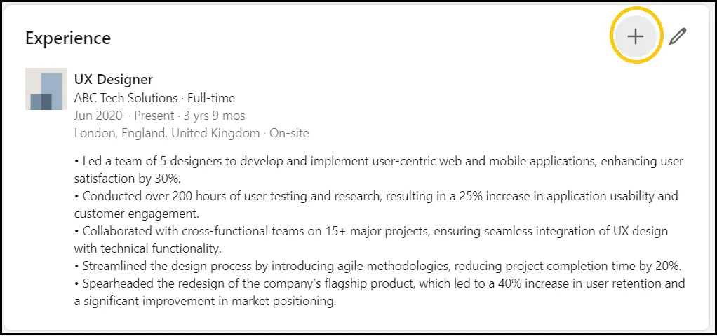 how to show promotion on a LinkedIn profile step one