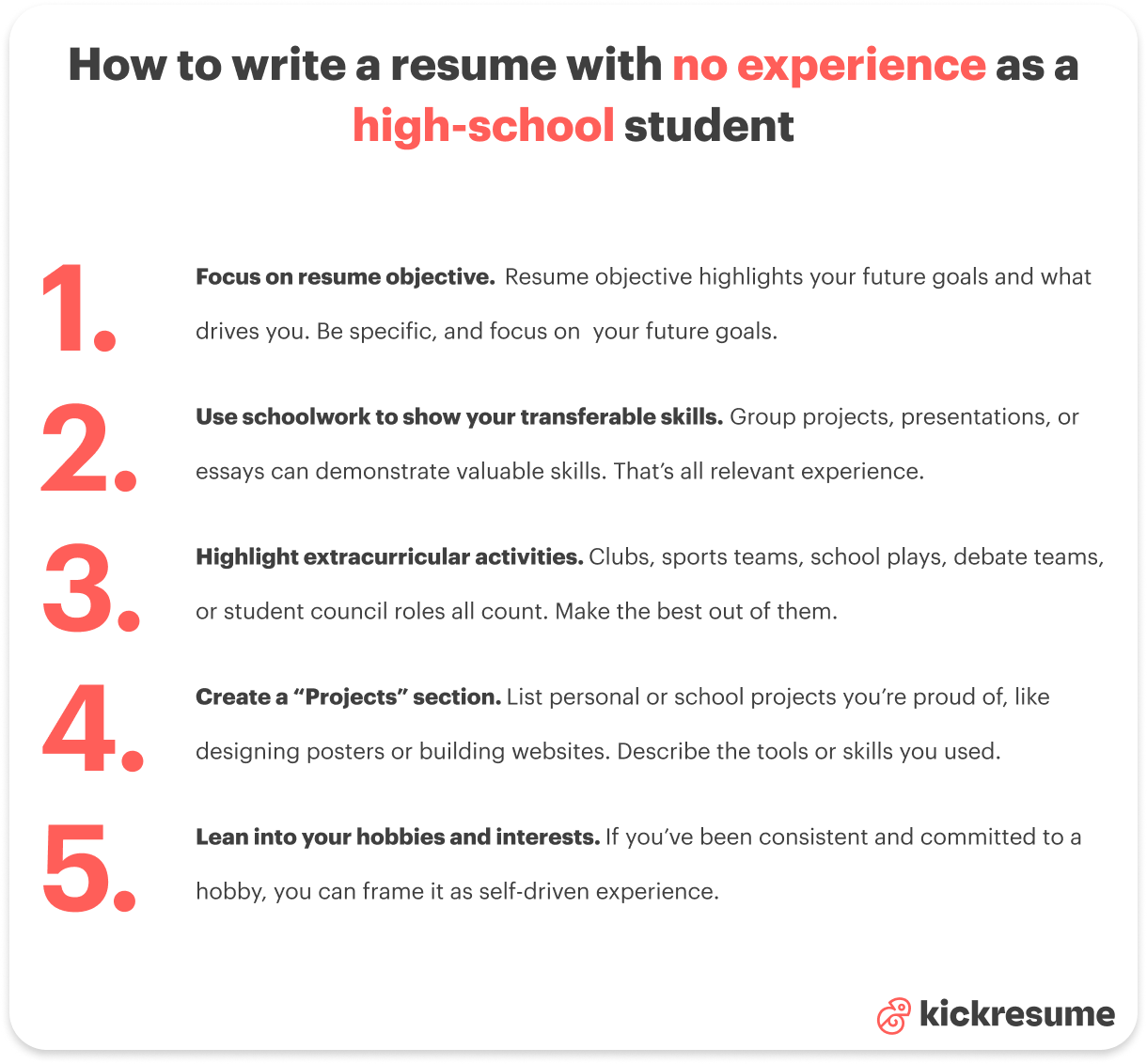 how to write a resume with no experience as a high school student