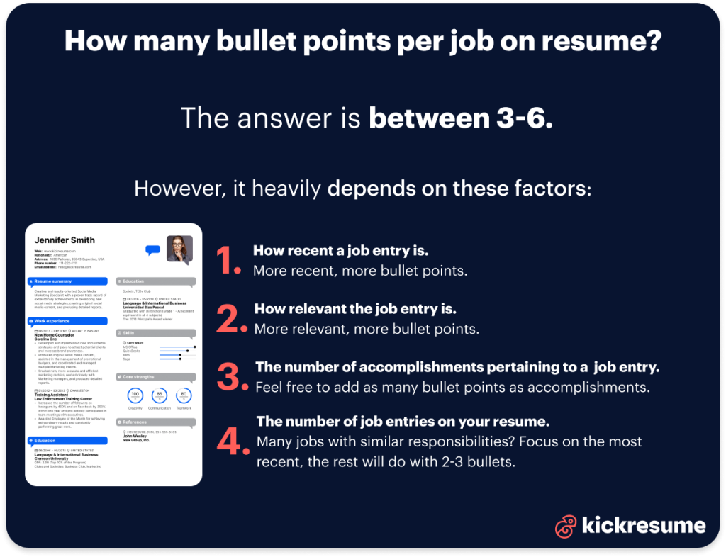 how many bullet points per job on resume