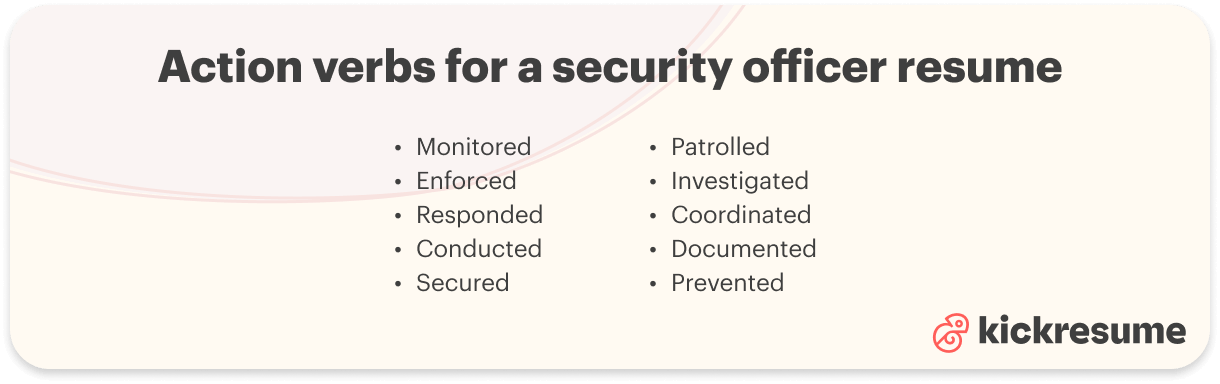 Security officer resume action verbs examples