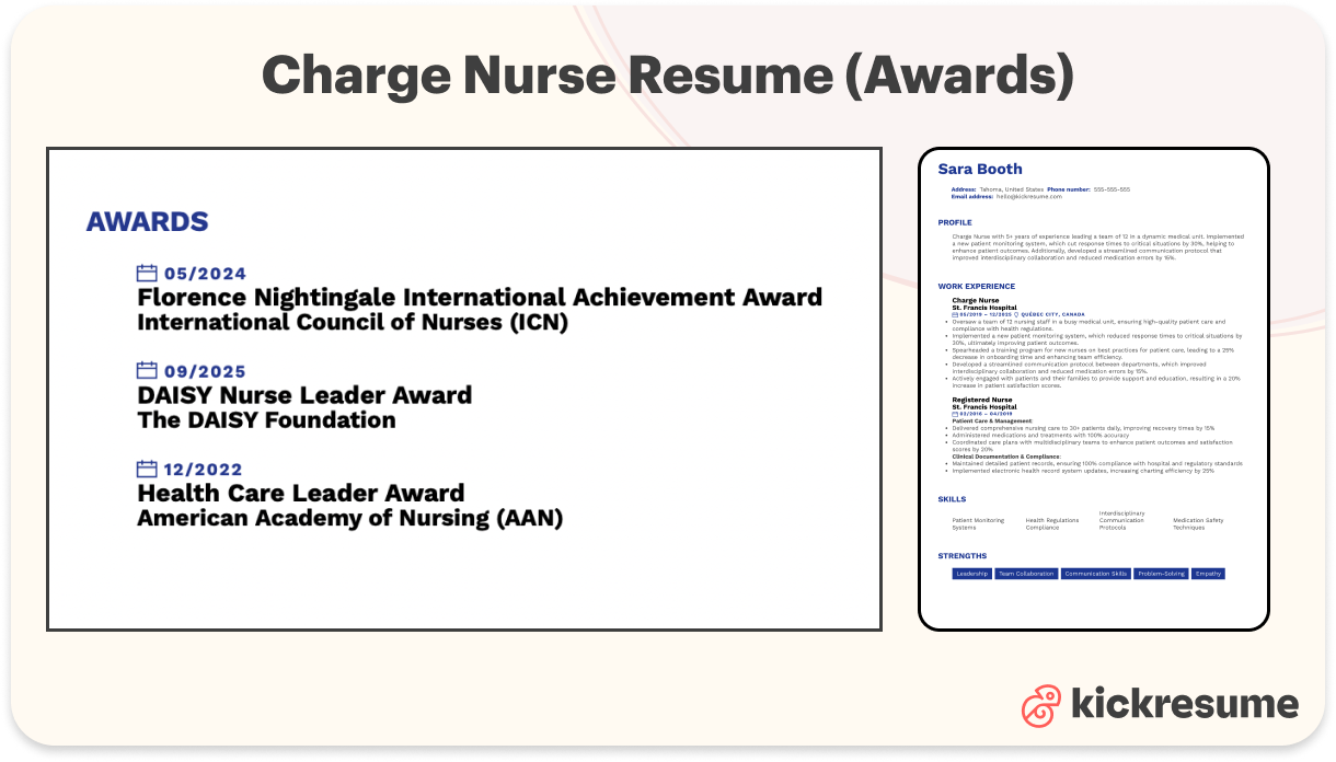 charge nurse resume example