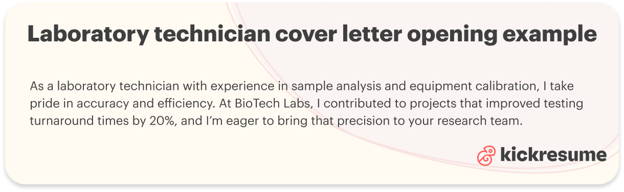 Technician cover letter introduction example