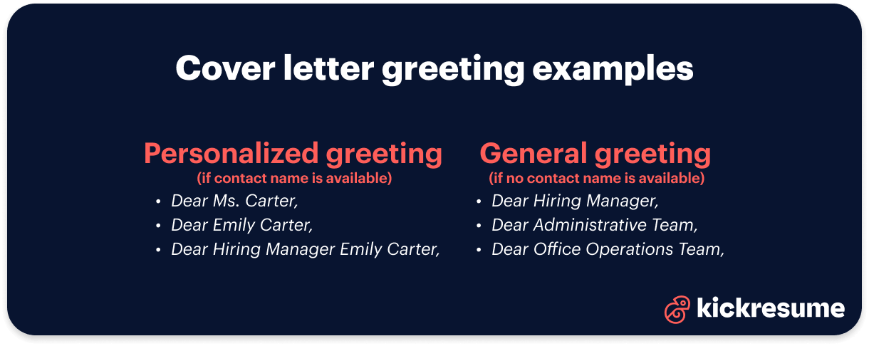 Administrative cover letter greeting examples