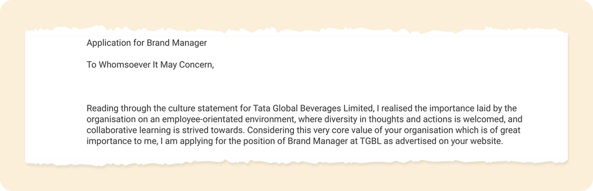 Cover letter introduction example hired by American Eagle Outfitters