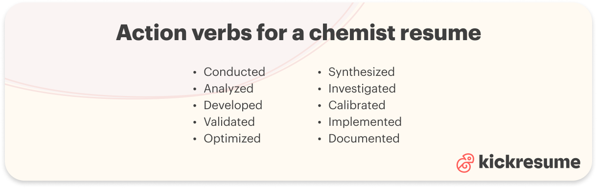 Chemist action verbs