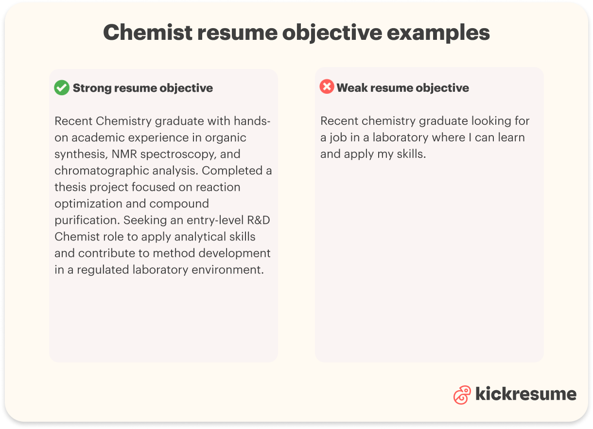 Chemist resume objective examples