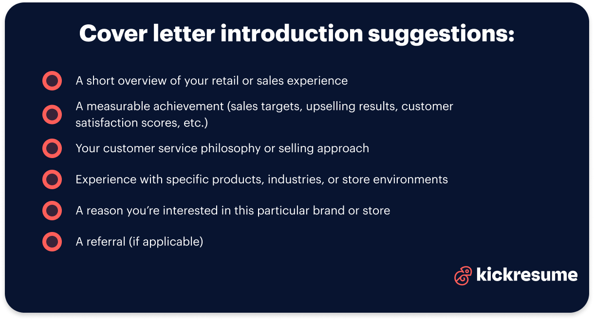 Sales associate cover letter introduction examples