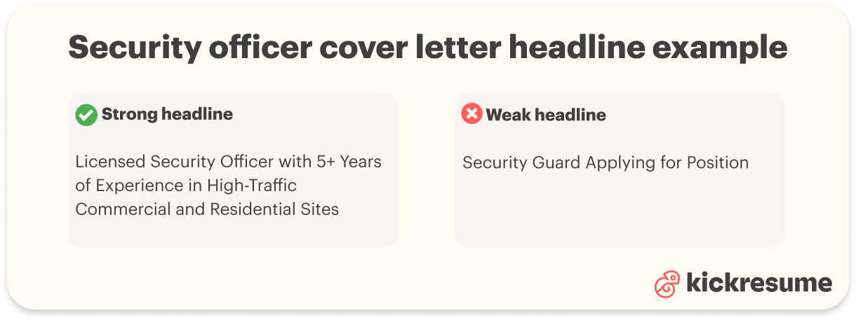 Security officer cover letter headline