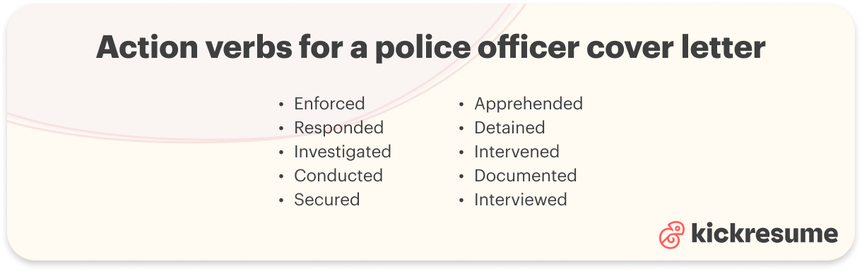 Police officer cover letter action verbs examples
