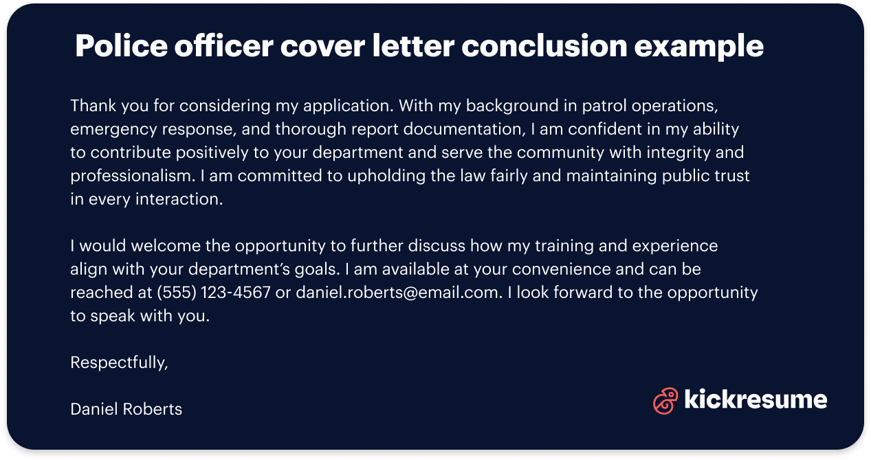 Police officer cover letter conclusion example