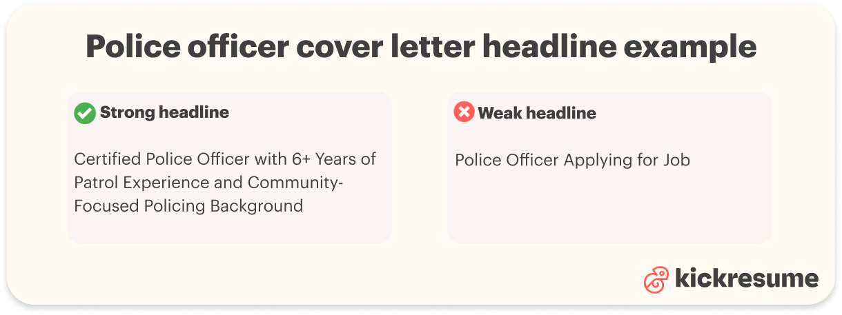 Police officer cover letter headline examples