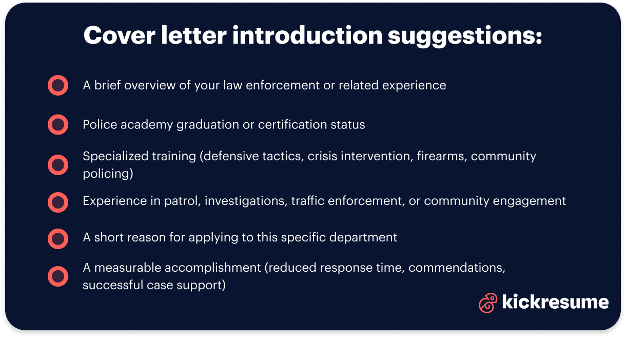 Police officer cover letter introduction examples