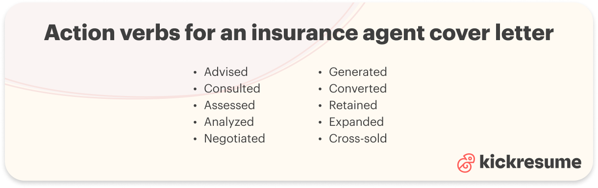 Insurance agent action verb examples
