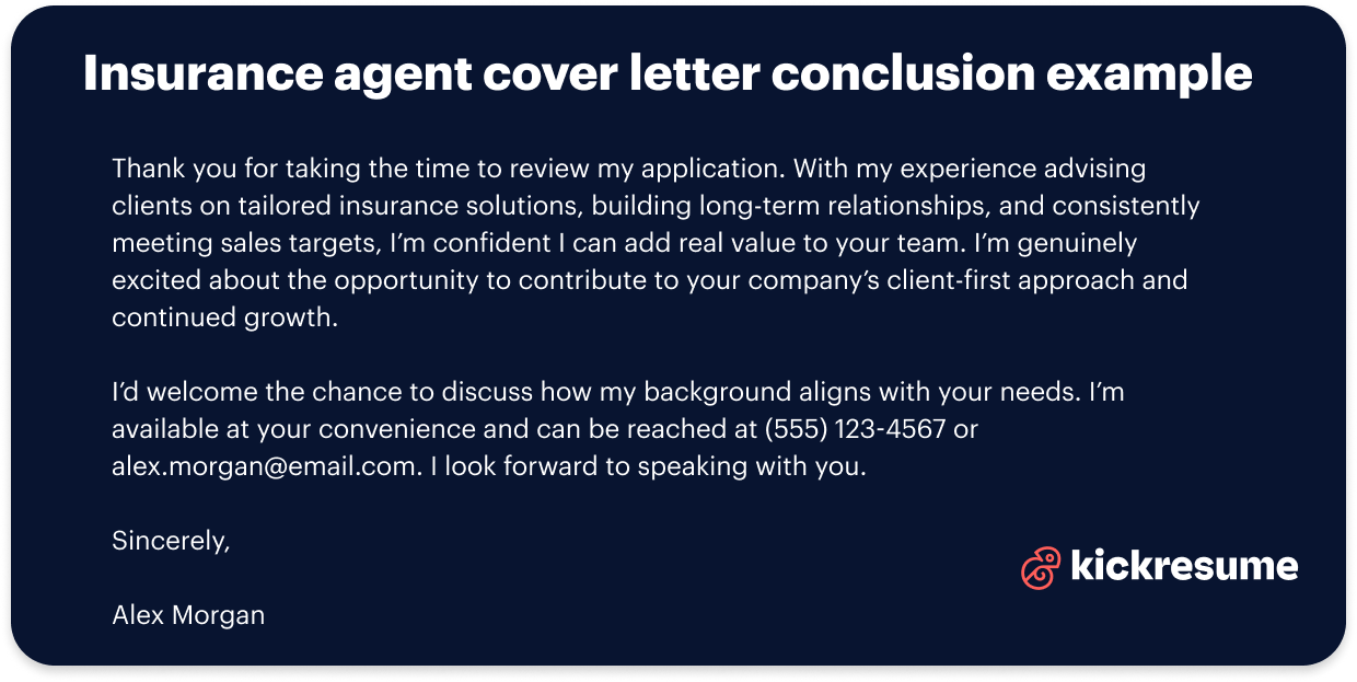 Insurance agent cover letter conclusion example