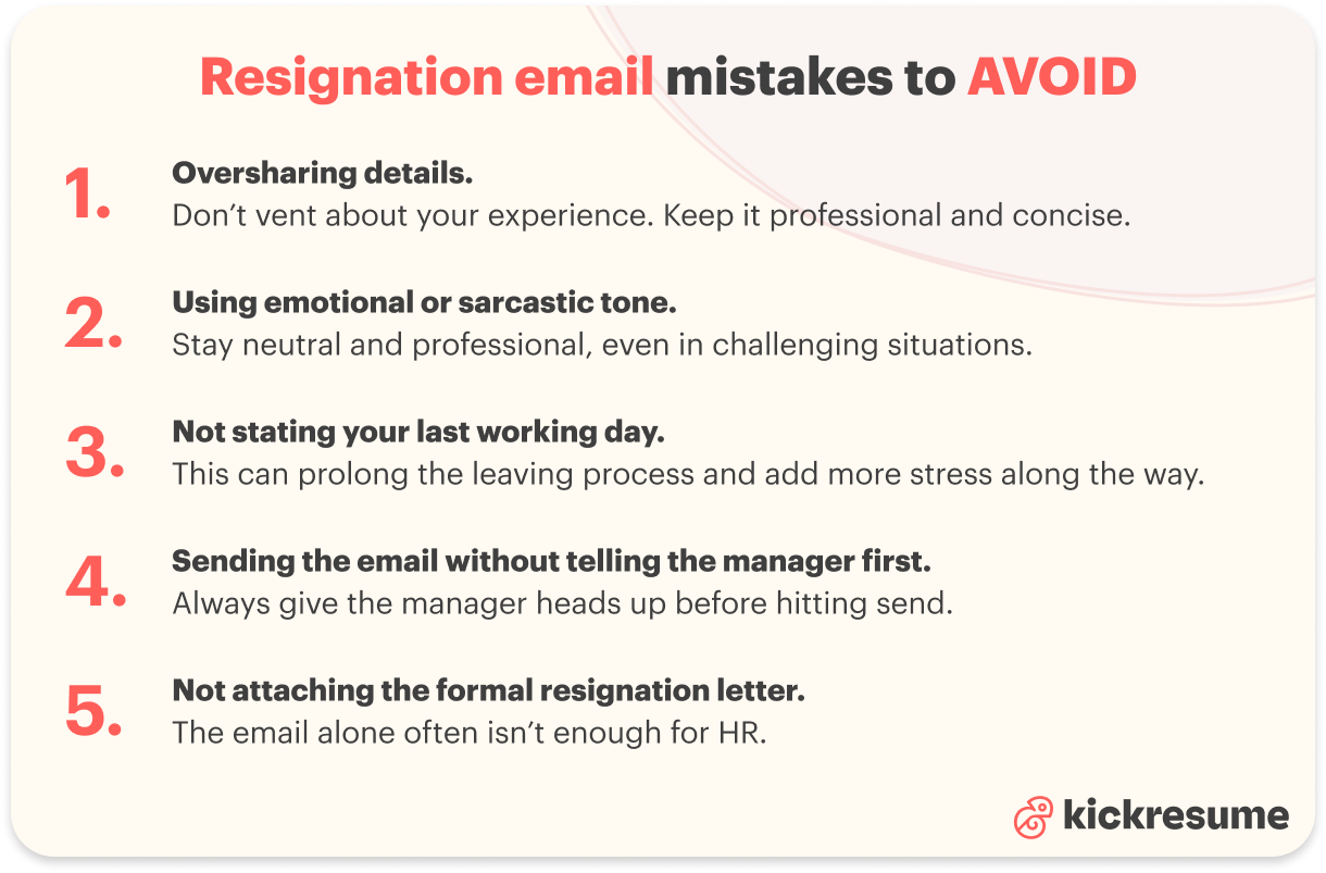 resignation email mistakes to avoid