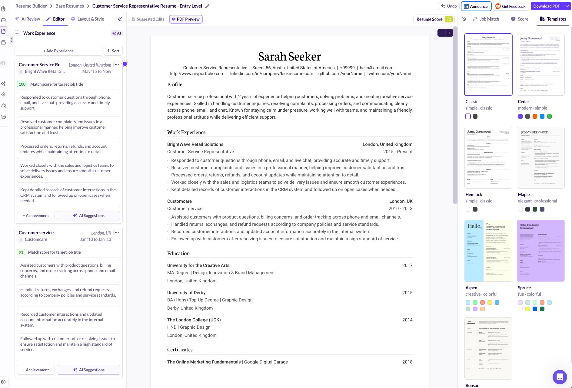 Huntr editing interface