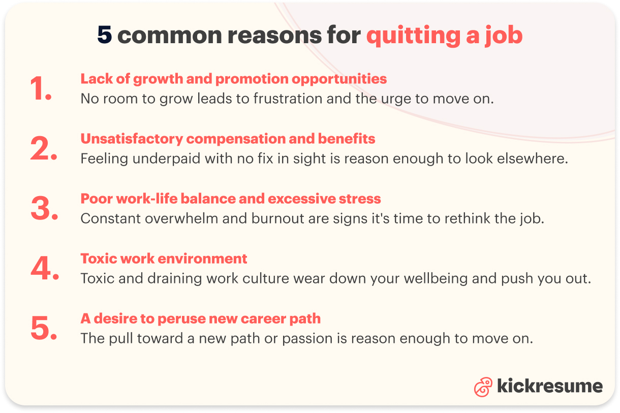 5 common reasons for quitting a job