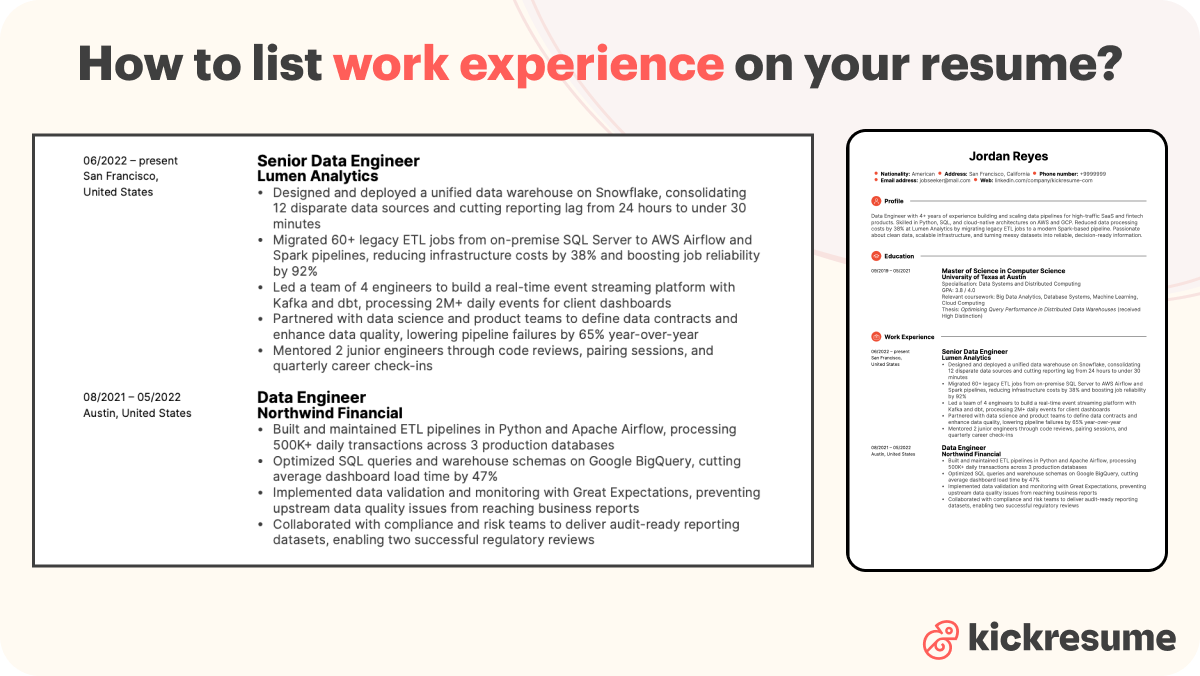 how to list work experience on your resume