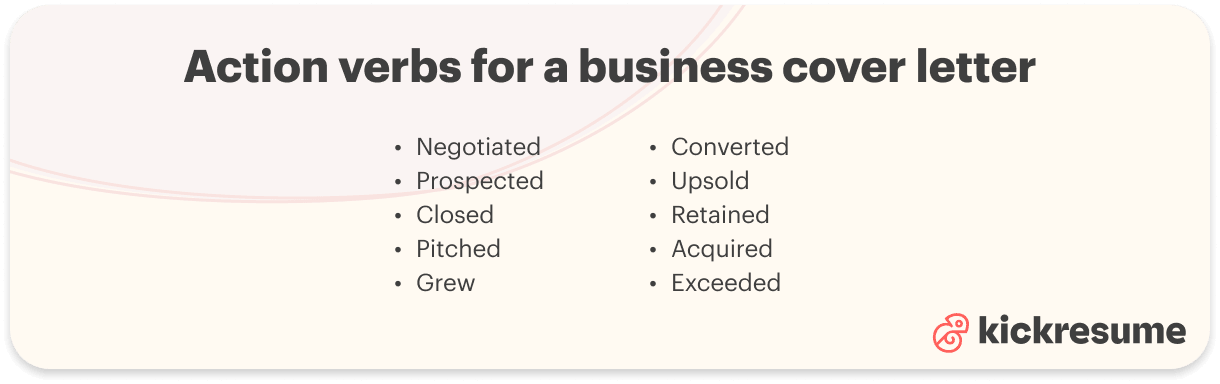 Business cover letter action verbs list