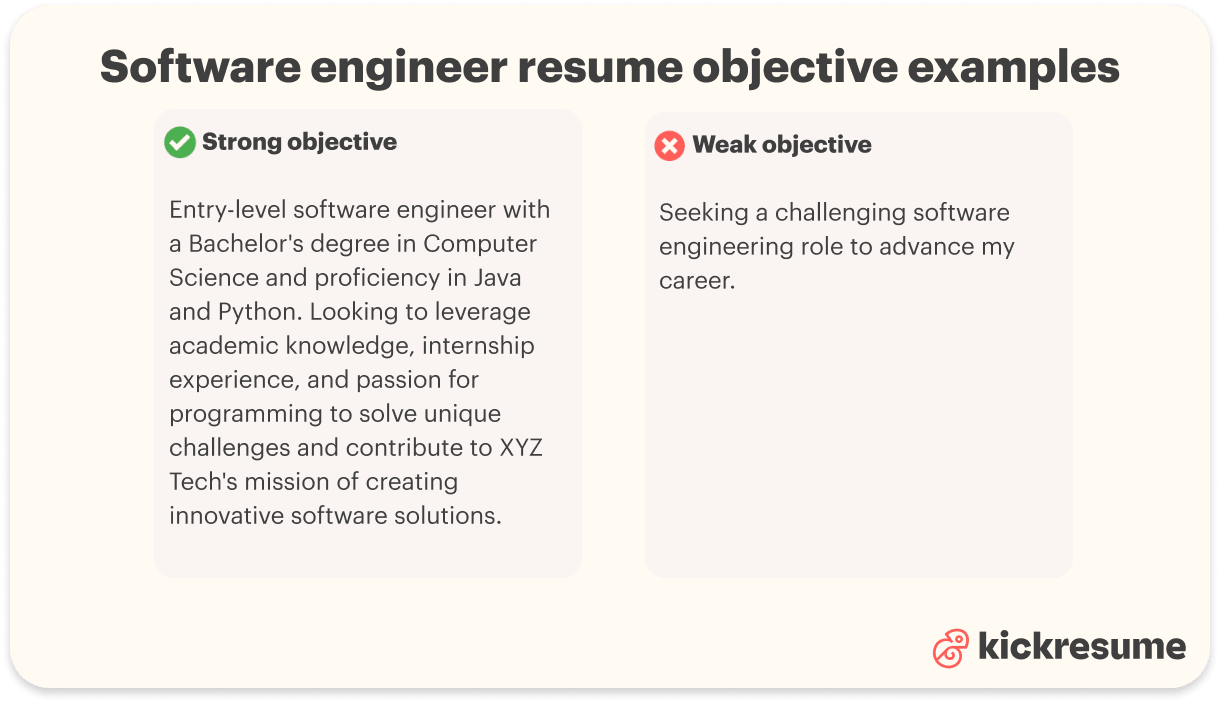 Software engineer resume objective examples