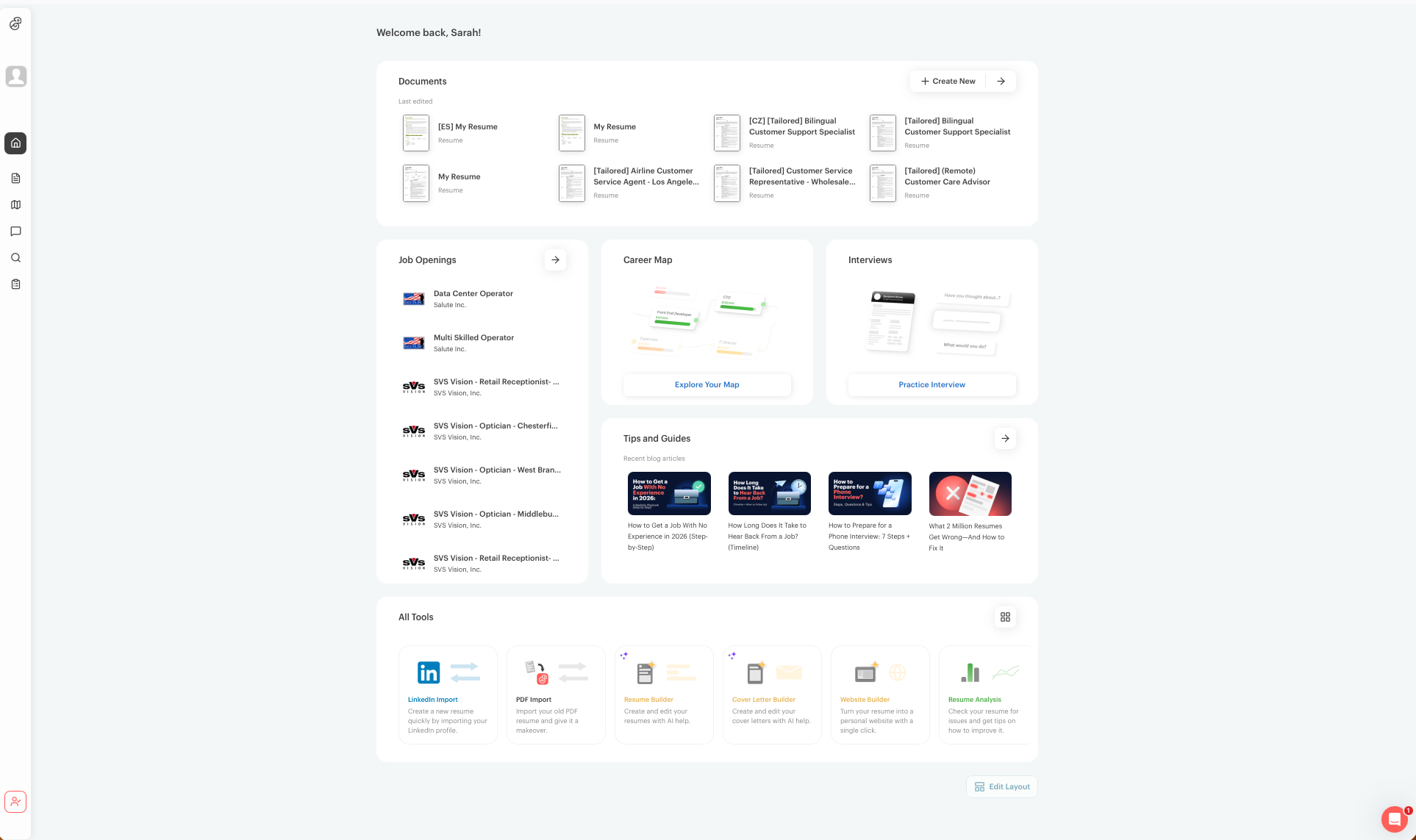 kickresume interface