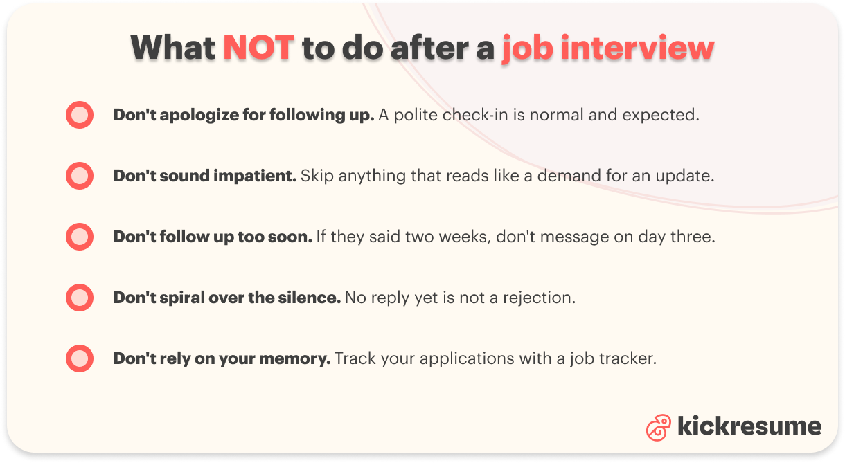 what no to do while you wait after a job interview