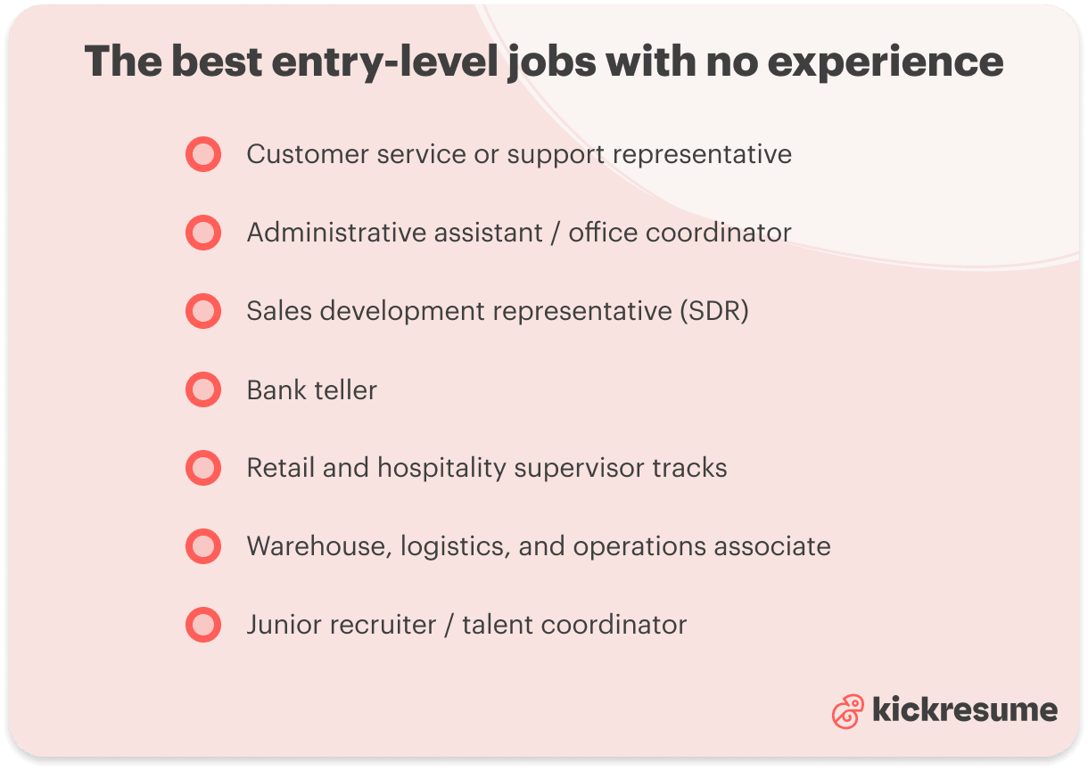 List of the best entry-level jobs with no experience