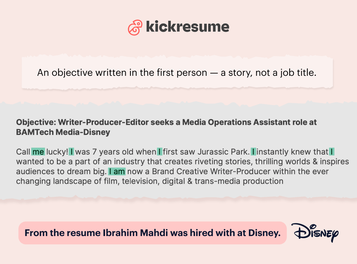 resume hired by disney - summary