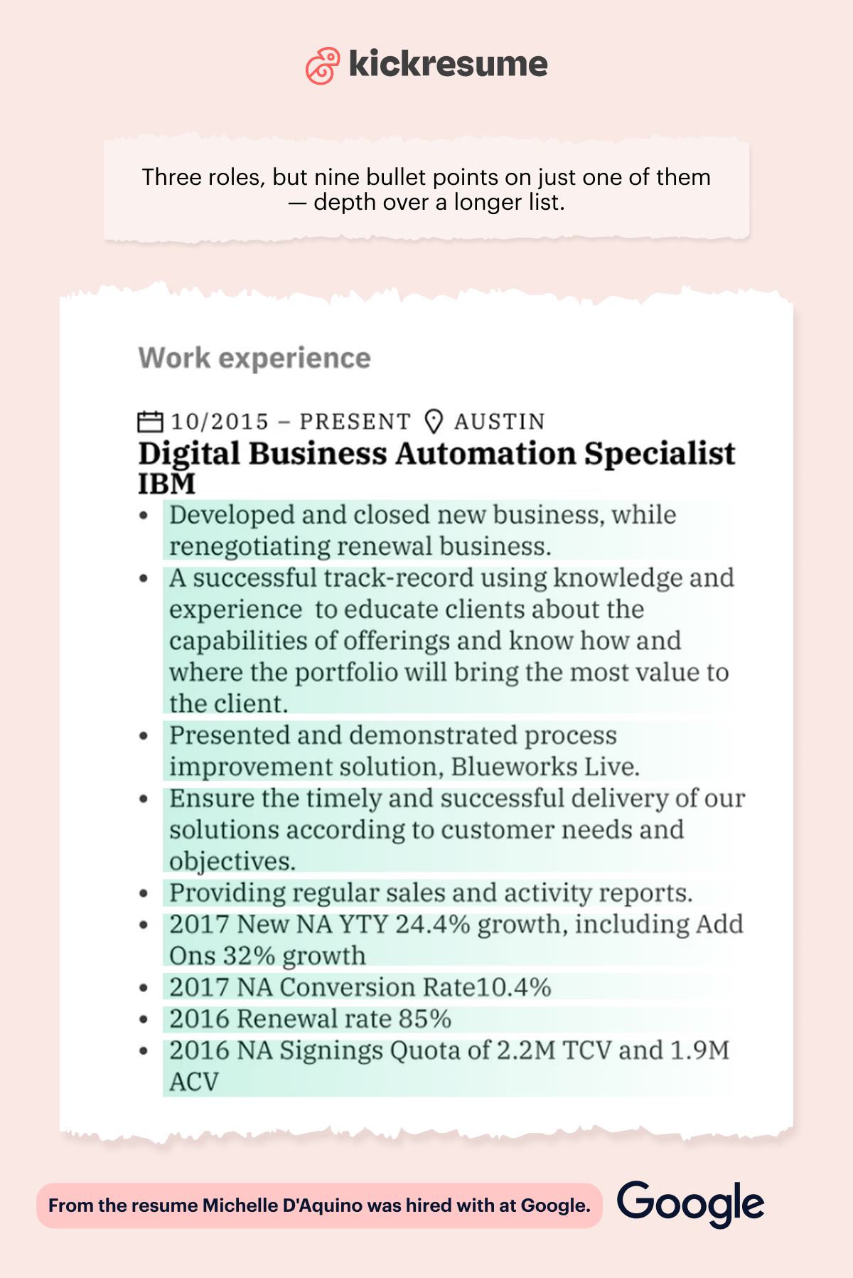resume hired by google