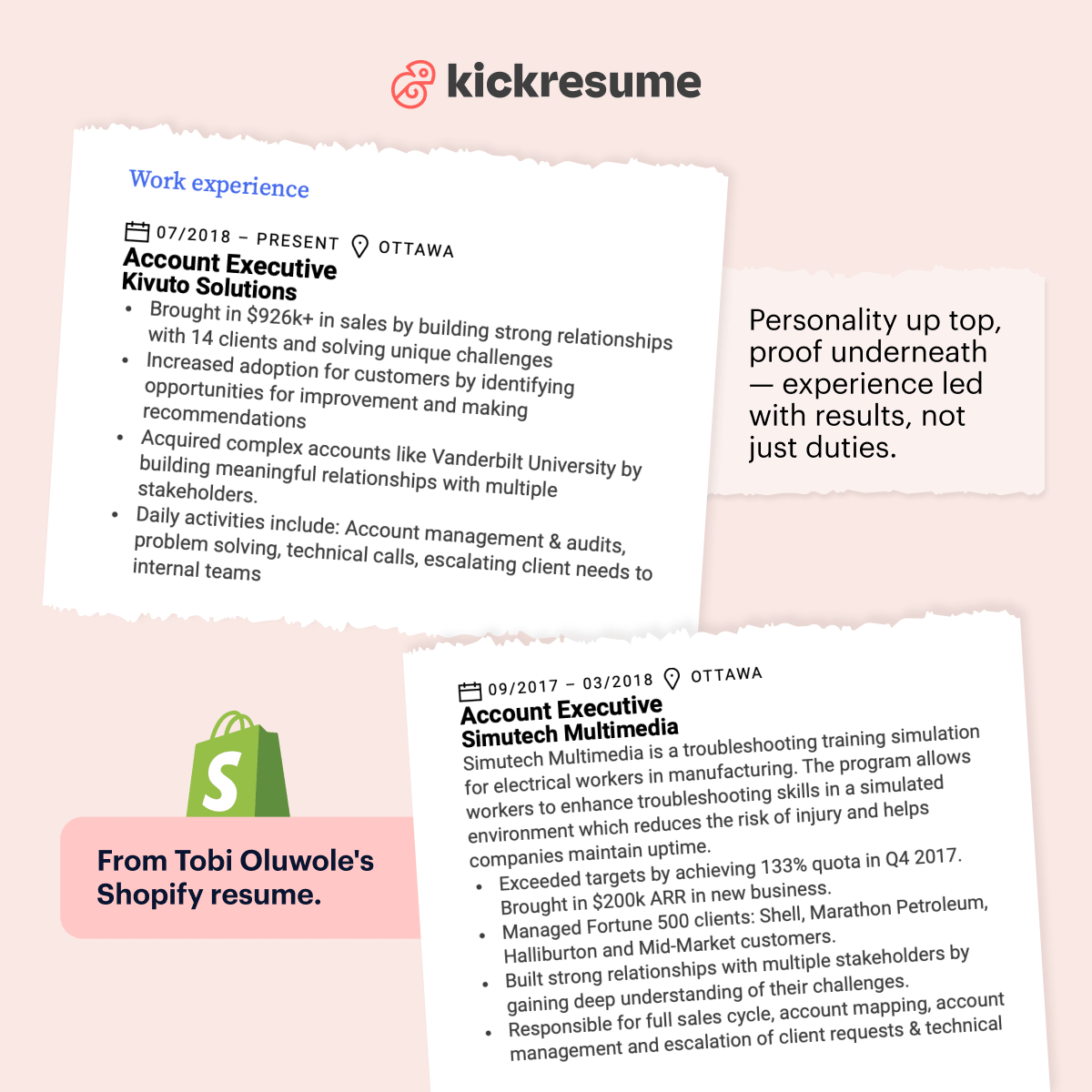 resume hired by shopify - work experience