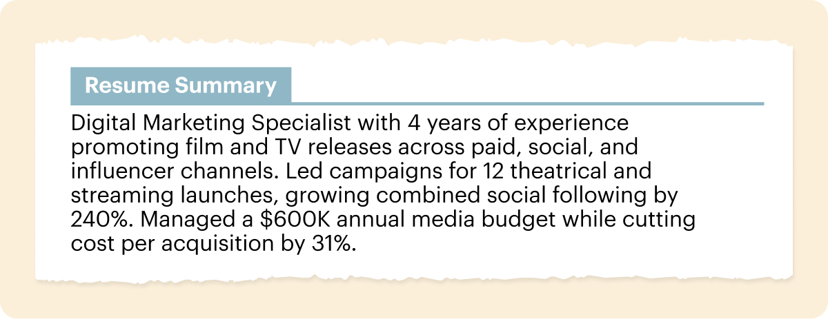 resume summary example
