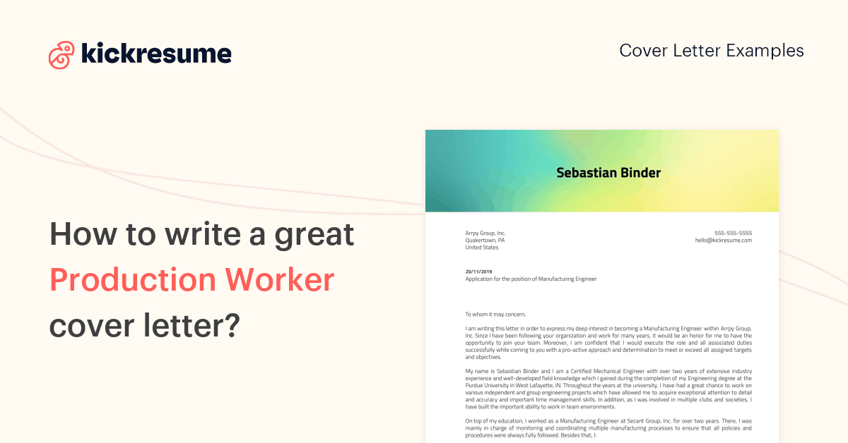 Production Worker Cover Letter Samples & Examples 2026 | Kickresume