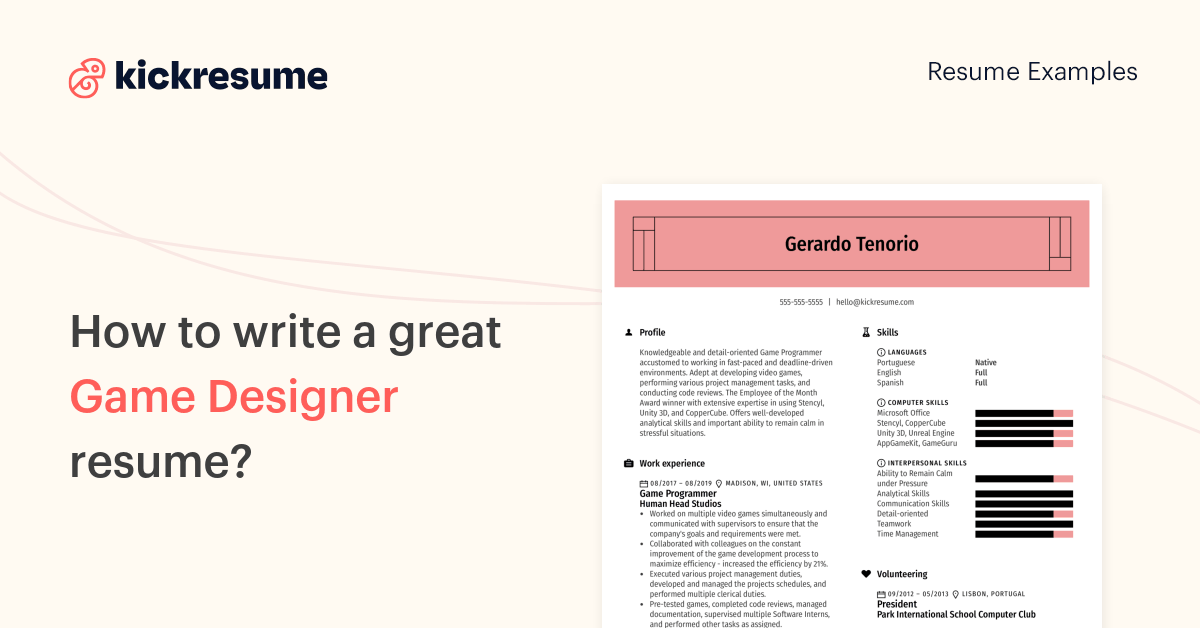 Game Designer Resume Examples amp - Game Designer 